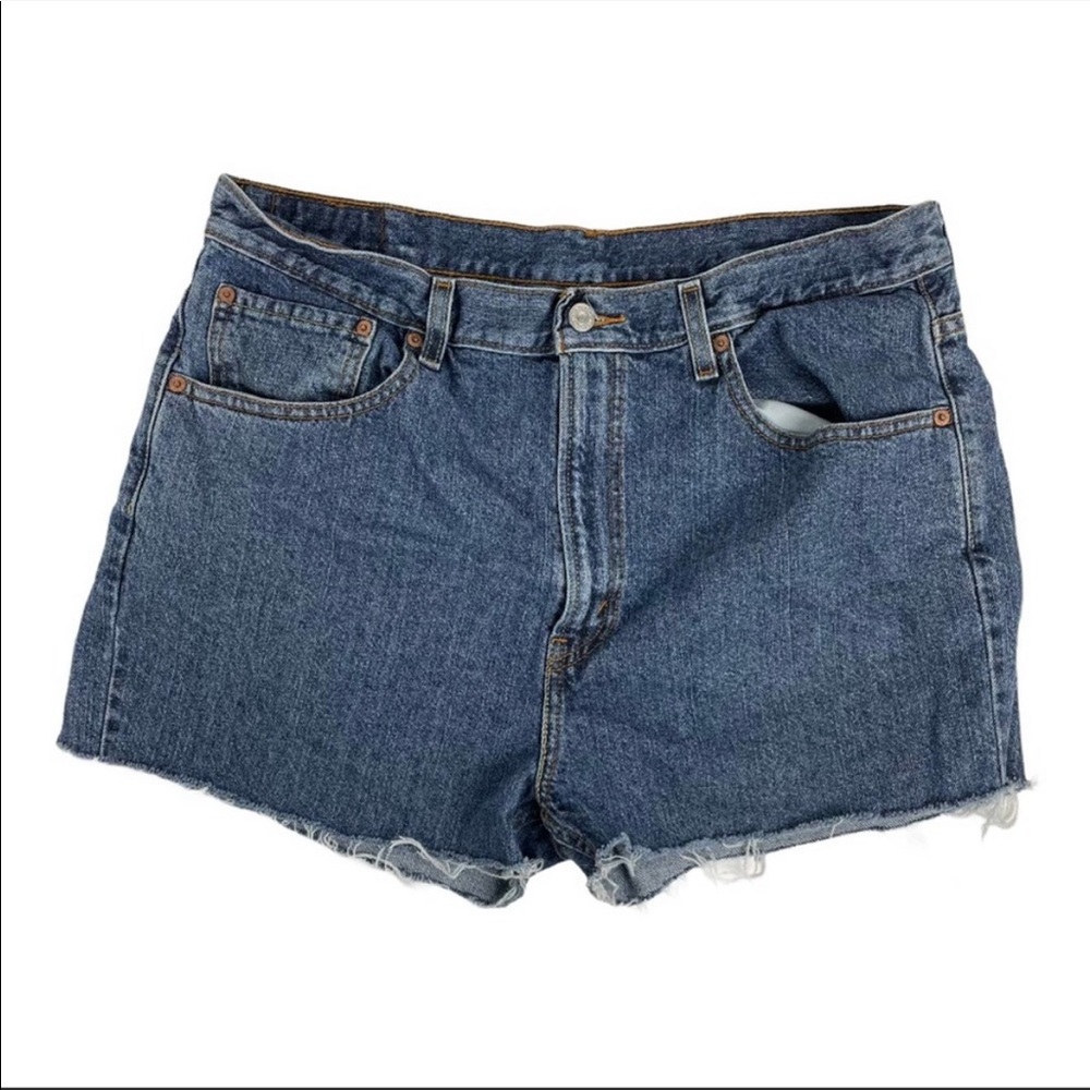 Levi’s 505 high rise cutoff denim jean shorts